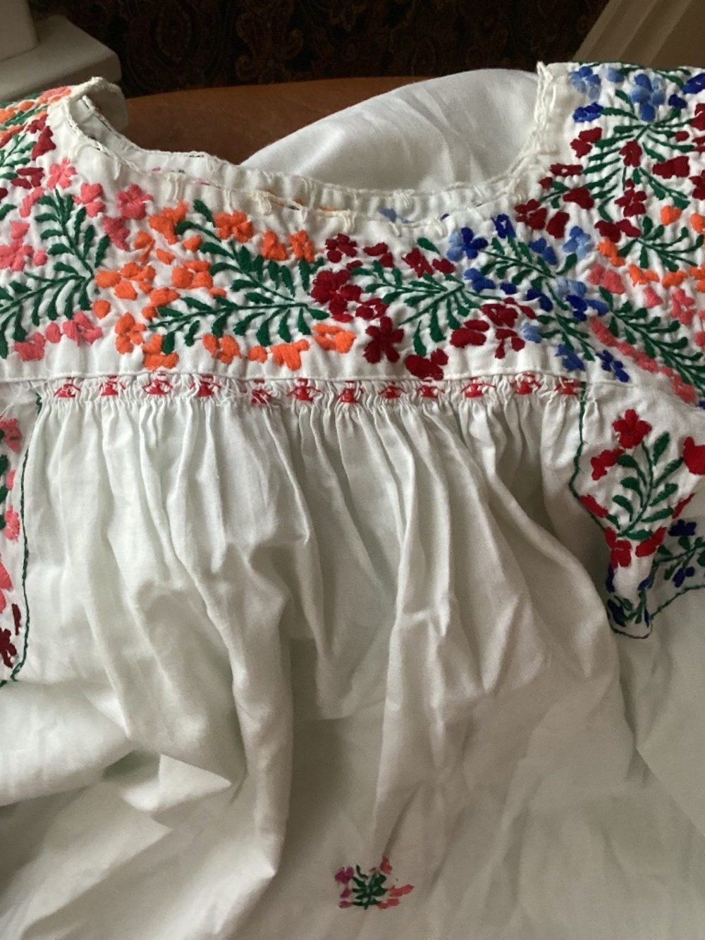 Long maxi Mexico fiesta embroidered white dress